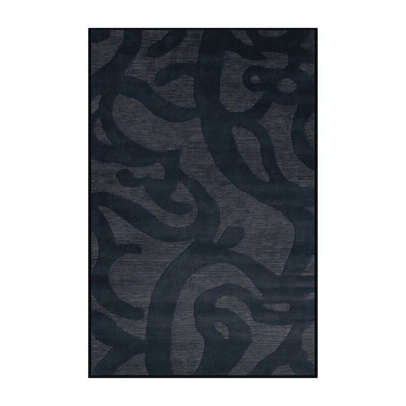 Tapis abstrait gris lavable à la machine, Rectangulaire 2 pi x 3 pi