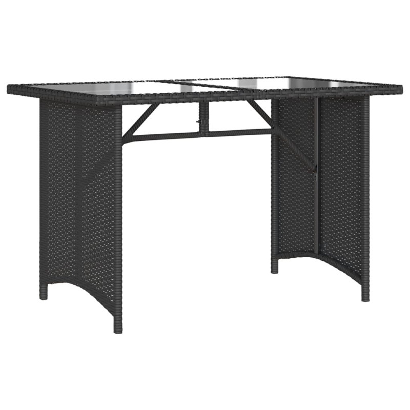 Ebern Designs Patio Table With Glass Top 43.3"X26.8"X27.6" Poly Rattan, Black