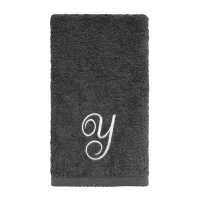 Winston Porter Granite/Silver Script Monogram Fingertip Towel Letter Y