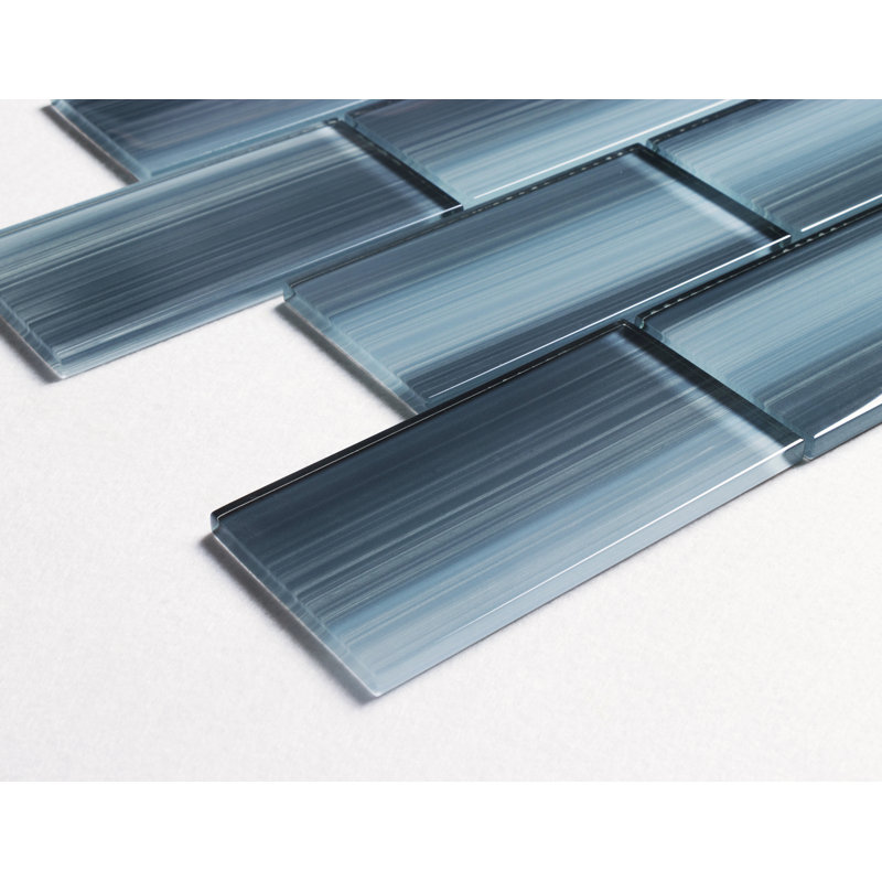 Premium Hand Painted 3" x 6" Straight Edge Glass Mosaic Subway Tile, Shades of Gray