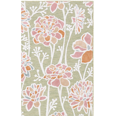 Mattalyn Floral Green/Pink Indoor / Outdoor Area Indoor/Outdoor Area Rug