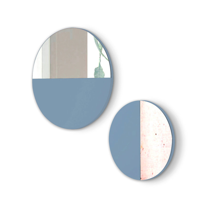 Fu Flat Wall Mirror, Blue