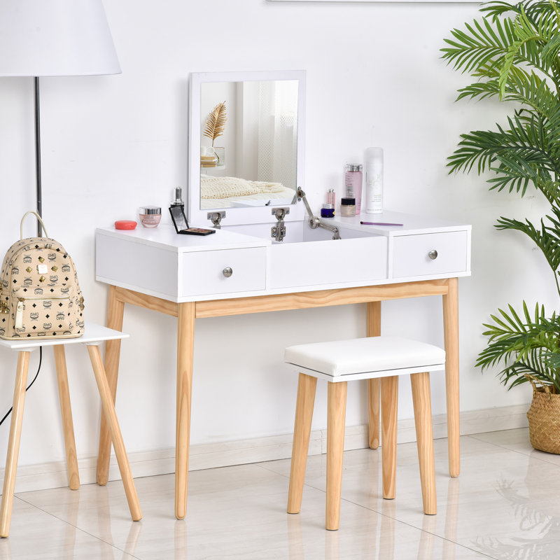 Ensemble de coiffeuse avec tabouret et miroir
