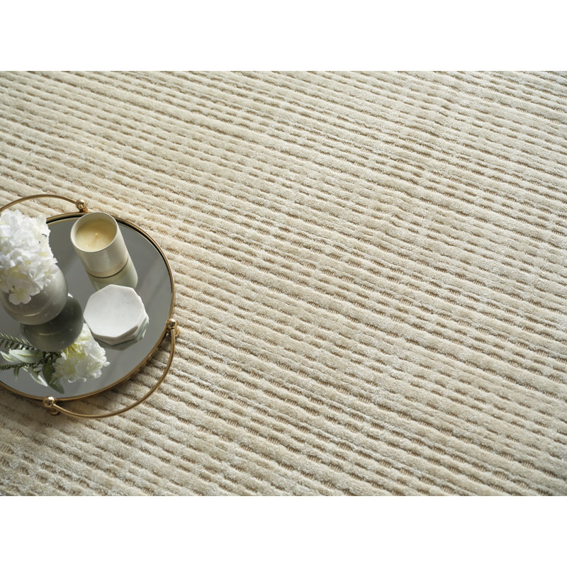 Cabrini Modern Handmade Silky Nylon, Light Beige Area Rug, Rectangle 10' x 14'