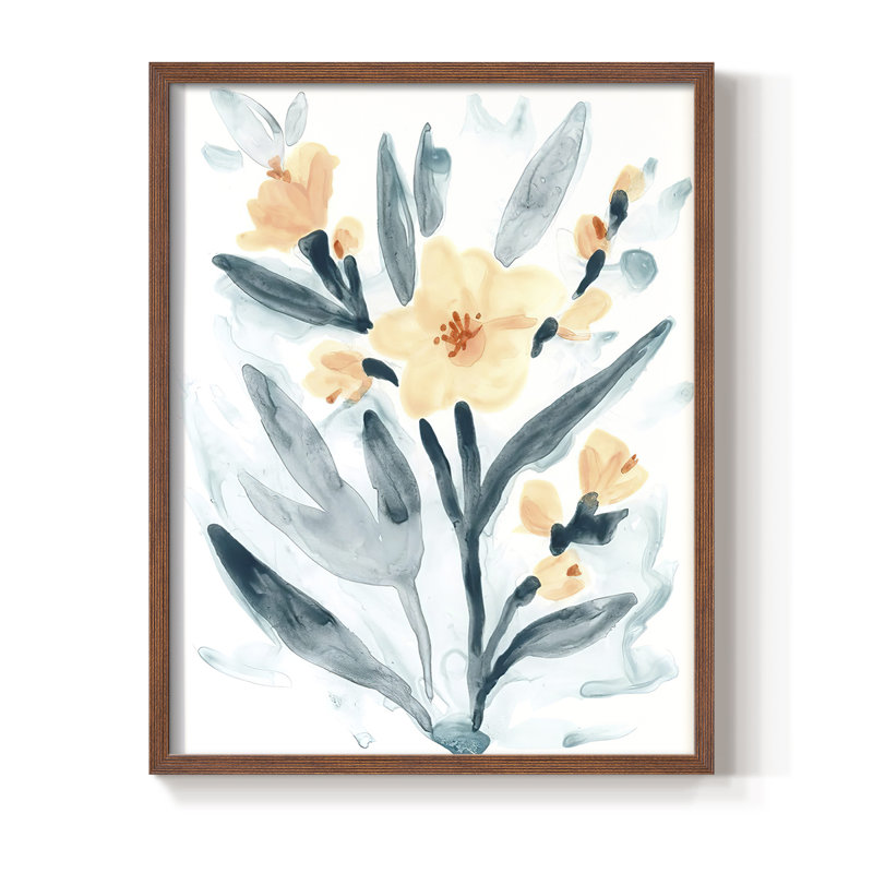 "Bouquet indigo et rosé II", H 11 po x l 9 po, Noyer