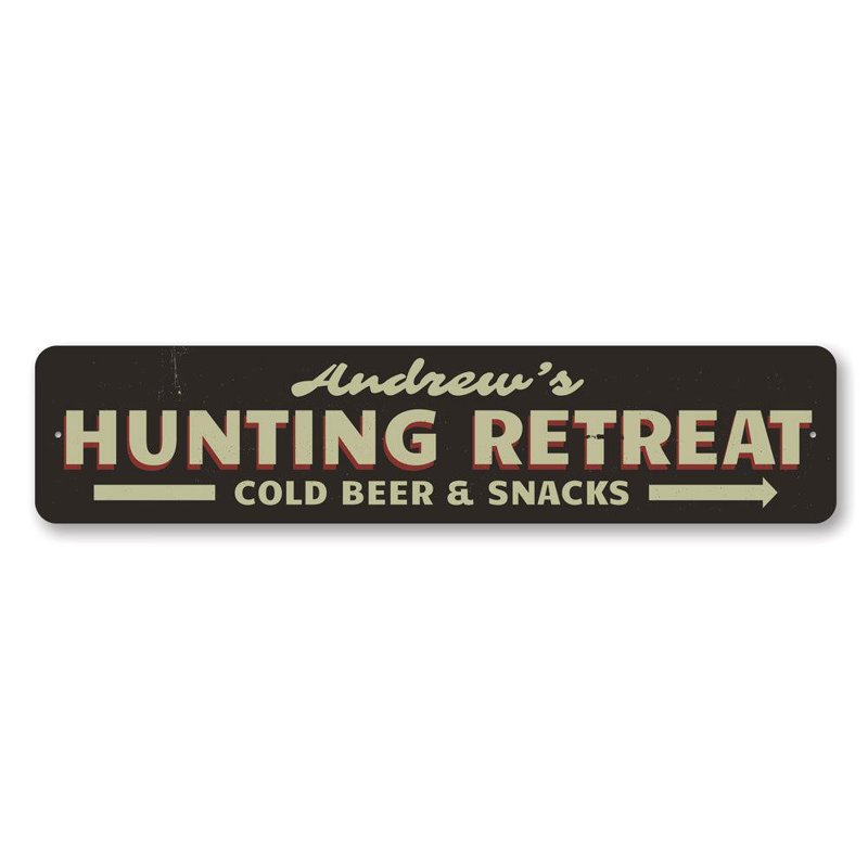 Plaque en aluminium «Hunting Retreat», H 6 po x l 24 po x P 0,063 po