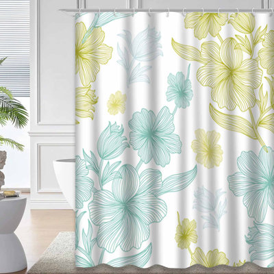 Elegant Seamless Beautiful Teal Shower Curtain with 12 Hooks