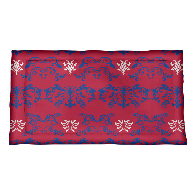 Football Baroque Pattern Pillow Sham, King, Microfiber, Red/Blue/White