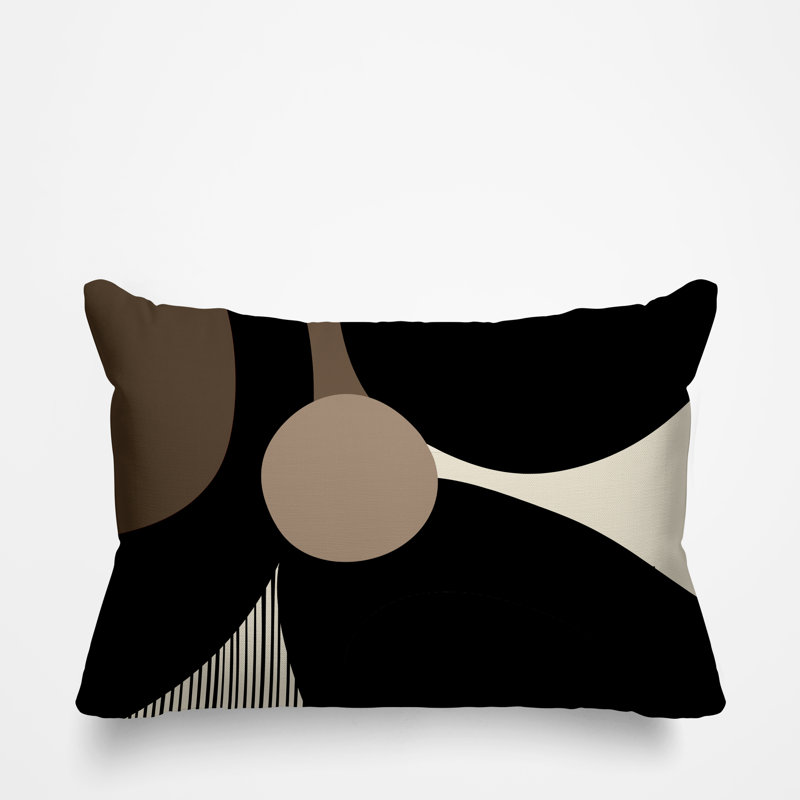 Coussin décoratif intérieur / extérieur en polyester filé Janie, Beige, 18"H x 25"W