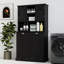 Grande armoire de salle de bain à deux compartiments inclinable avec panier à linge et 2 tablettes réglables - noir-1325330832