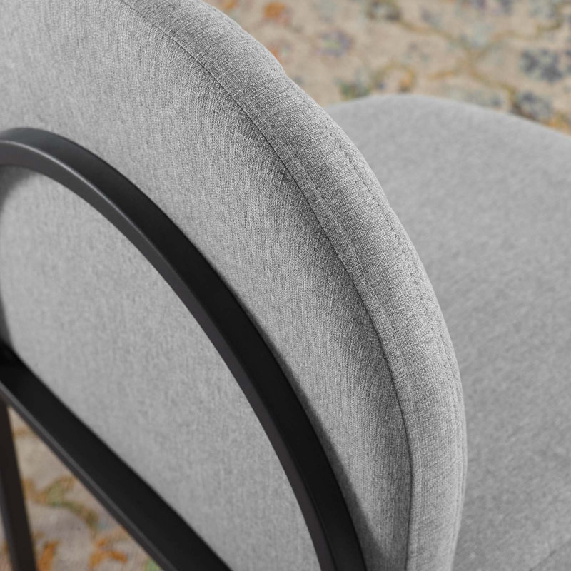 Modway Isla Channel Tufted Performance Velvet Dining Side Chair, Light Grey Velvet, Black