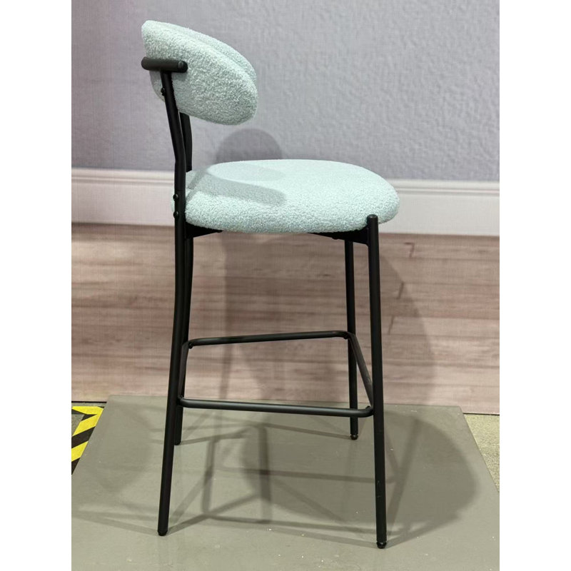 Tabouret de bar bleu à hauteur de comptoir 26 po avec tissu Teddy