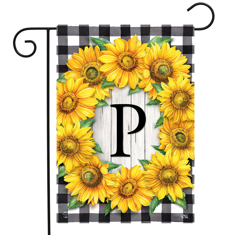 Drapeau de jardin tournesols monogramme P