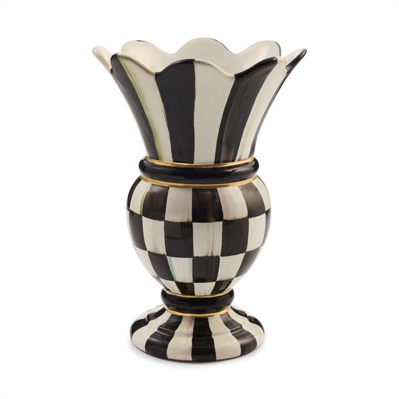 Courtly Check Small Great Vase, Black/White
