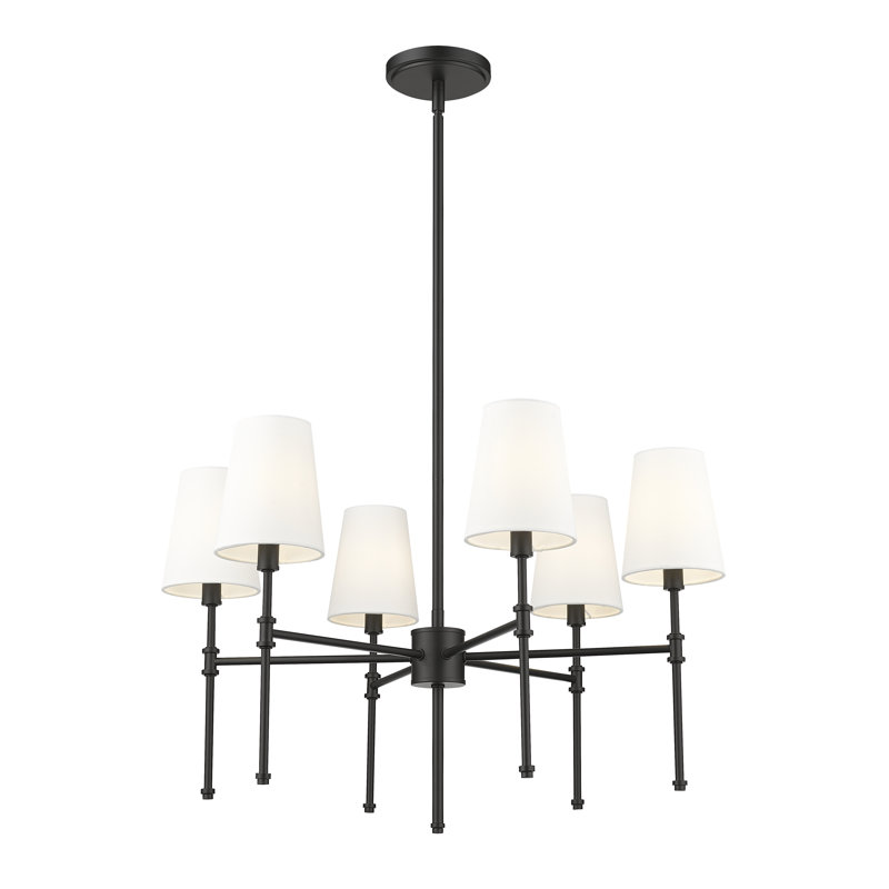 Lustre à 8 lumières de 30 po de largeur Adorra - nickel poli, H 15,75 po x l 25,75 po x P 25,75 po, Noir mat, 6