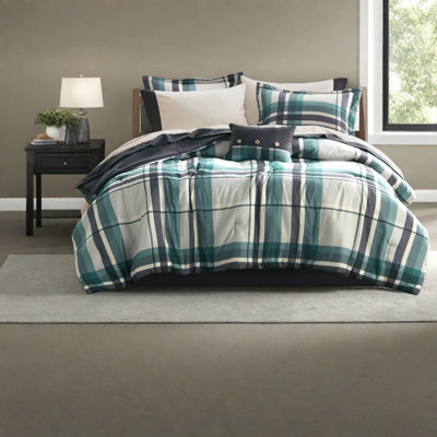 Ensemble de literie pour grand lit, Microfibre écossaise maison de campagne moderne