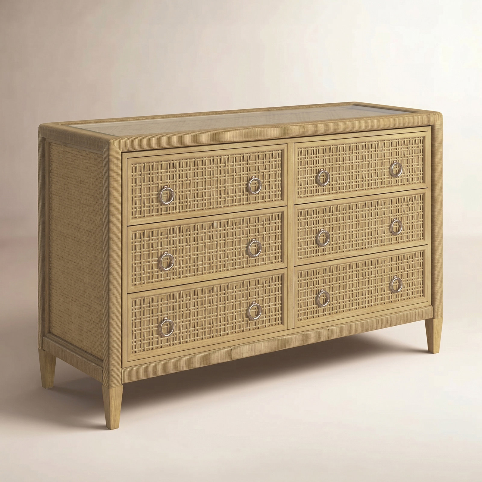 Monterey 54" Double Dresser, Pumice, Yes, Satin Nickel