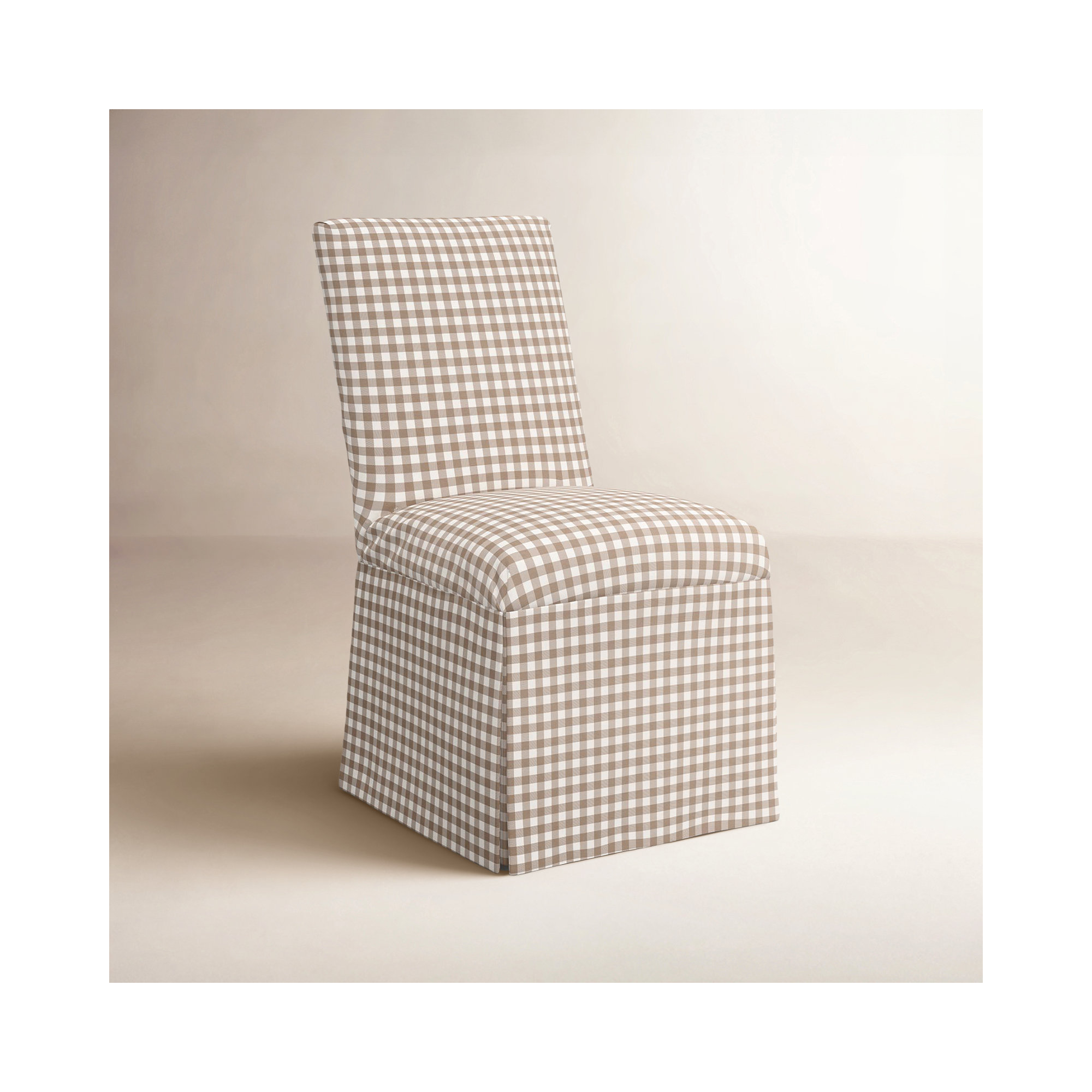 Ivanka Upholstered Parsons Chair, Classic Gingham Tan