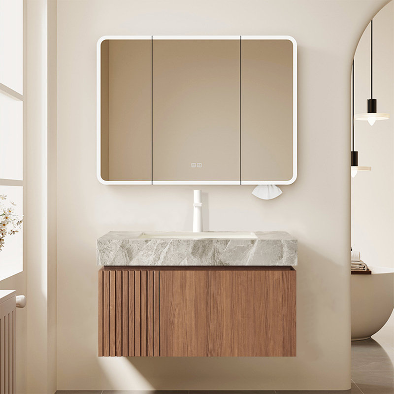 Armoire de salle de bain de luxe en noyer de 30 po Luxury