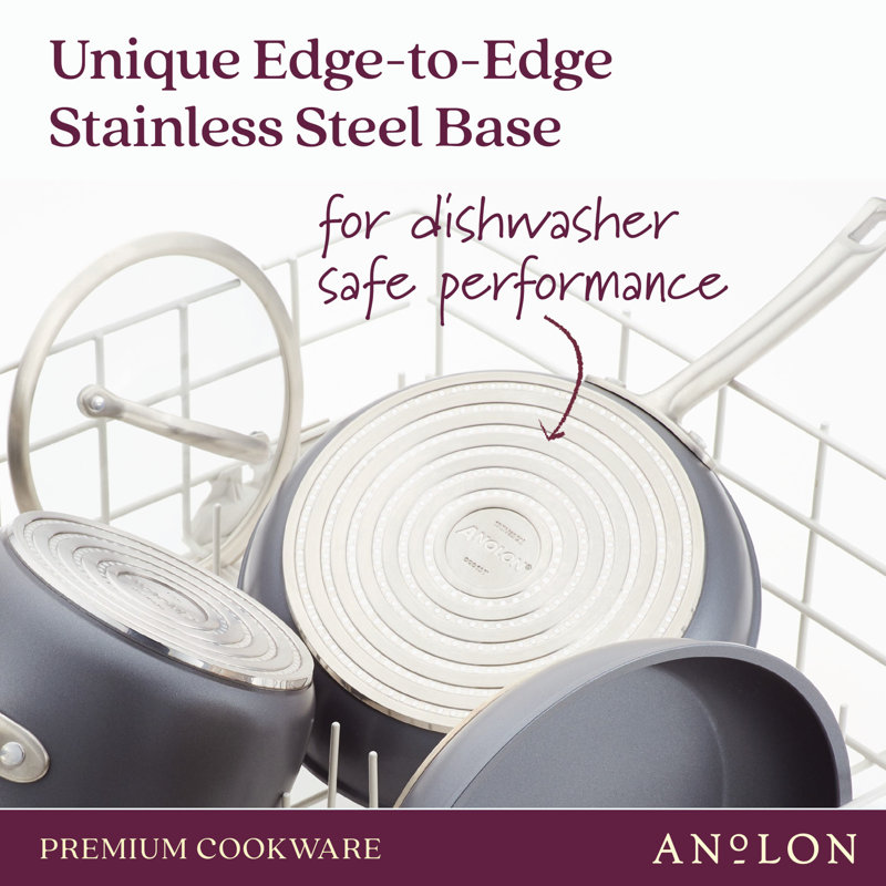 Anolon Accolade Hard Anodized Nonstick Induction Frying Pans / Skillet Set, 12" W and 10" W, Gray