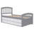 Twin Size Platform Storage Bed Solid Wood Bed With 6 Drawers, Grey+ White
