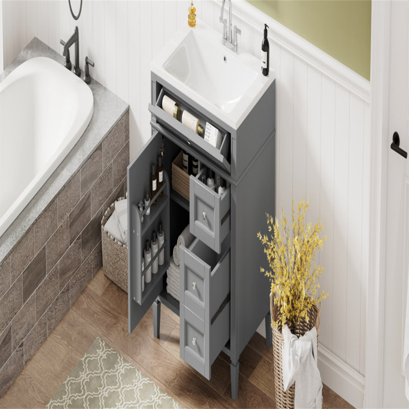 Meuble-lavabo de 30 po avec lavabo supérieur, Gris