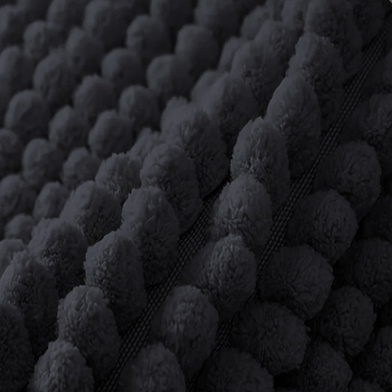 Neance Rectangle Non-Slip Bath Mat Chenille doormat , Black, 50cm W x 80cm L