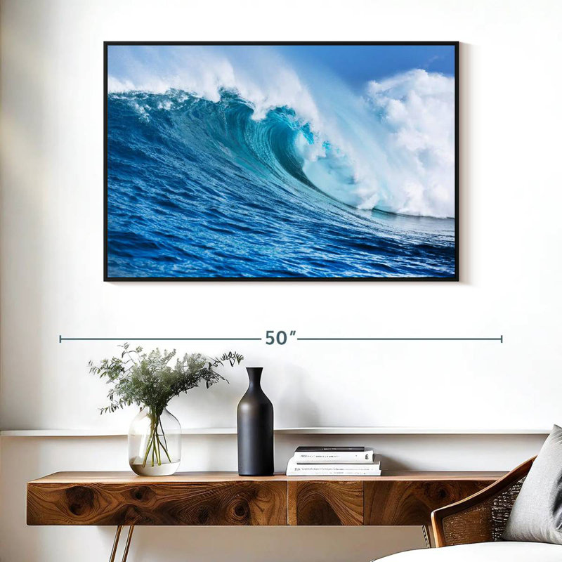 Grande vague, Cadre flottant noir, 40 po x 27 po