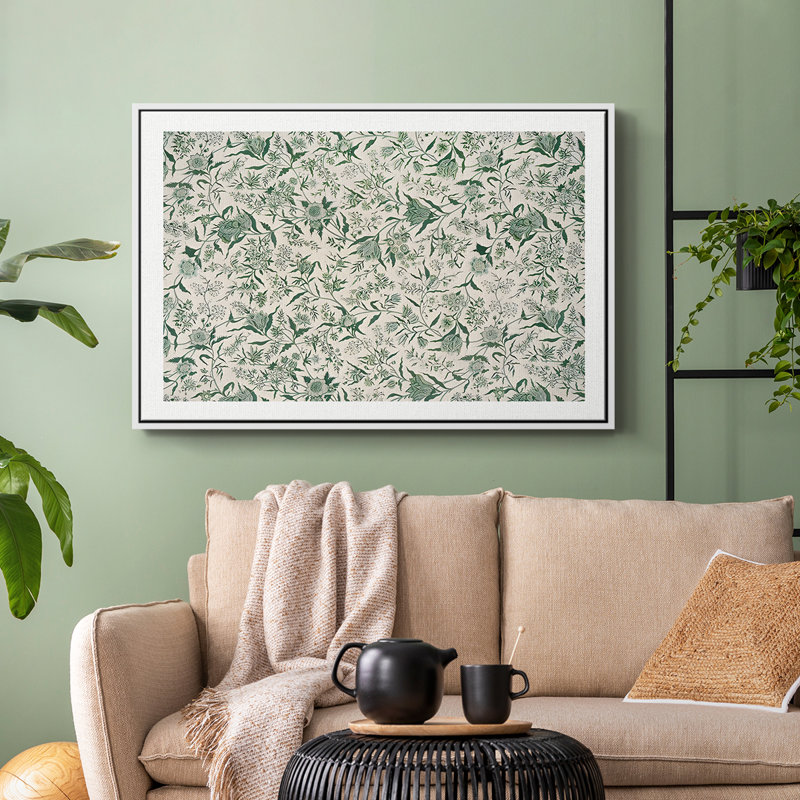 Botanique rétro - CXI, H 17 po x l 25 po, Toile encadrée flottée blanche