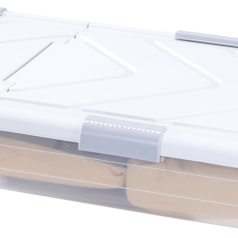 Under Bed Rolling Storage, 39.8x20.1x5.9 Inch, 2 Pack, Extra Capacity, - Sealing Lid, Stackable Vertically Storage With Wheels, Holds Heavy Items, Construction, Lockable
