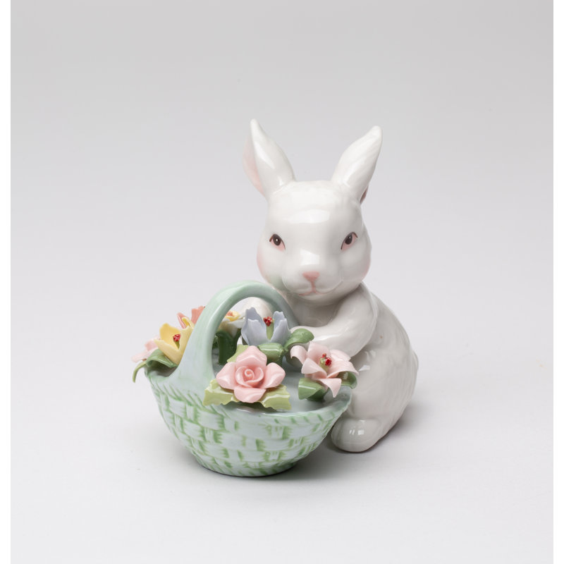 Lapin avec panier de fleurs