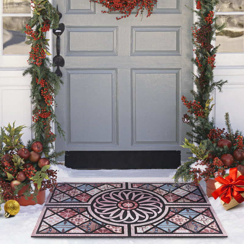 Tapis d'entrée anti-dérapant Bungalow Rose, Ensemble de 2
