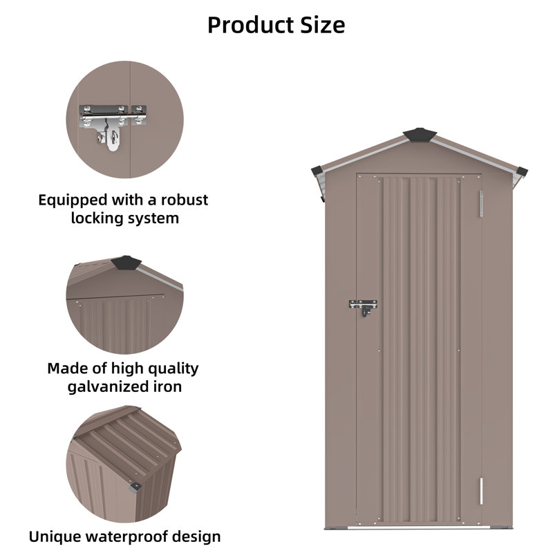 Quality Galvanized Iron Decking Tool Shed, Brown