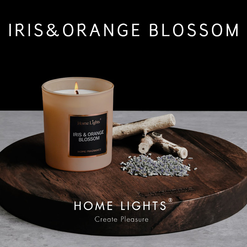 Iris & Orange Blossom Scented Jar Candle with Glass Holder