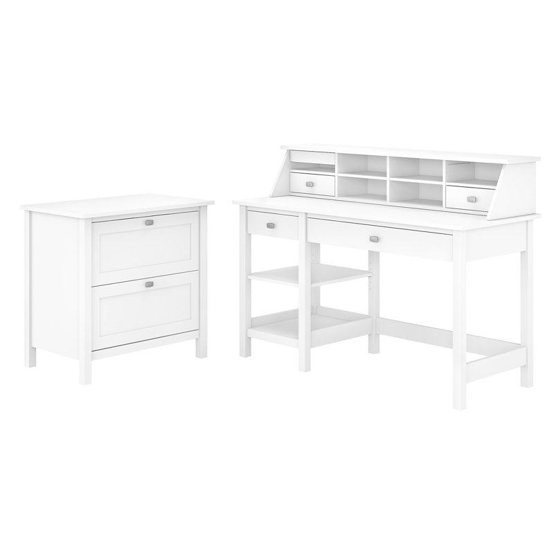 Aliyat 3 Piece Computer Desk Office Set, White