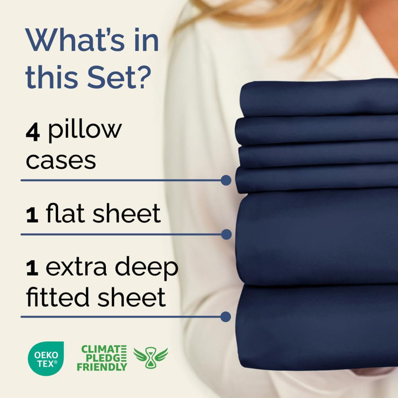 Ensemble de draps 6 pièces très profonds, draps rafraîchissants et respirants, literie de luxe doux pour hôtel, convient aux matelas de 18 à 24 pouces