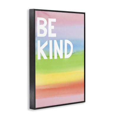 Be Kind Ombre Rainbow Framed Giclee Art by Jen Bucheli