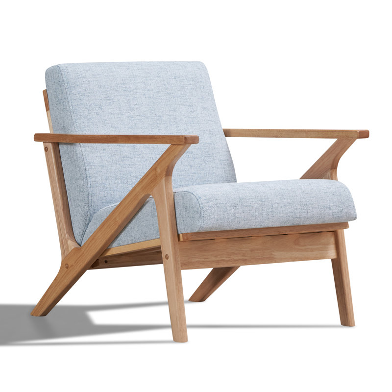 Fauteuil d'appoint Zola, Chêne, Polyester bleu clair