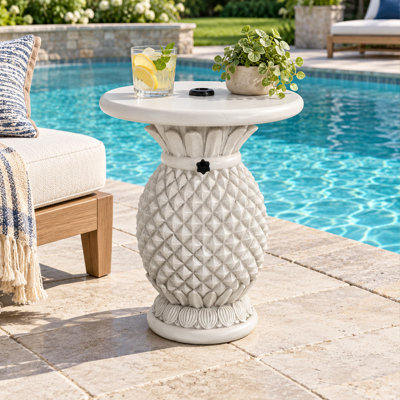 Table d'appoint d'extérieur avec base de parasol 2 en 1 ananas pour jardin près de la piscine