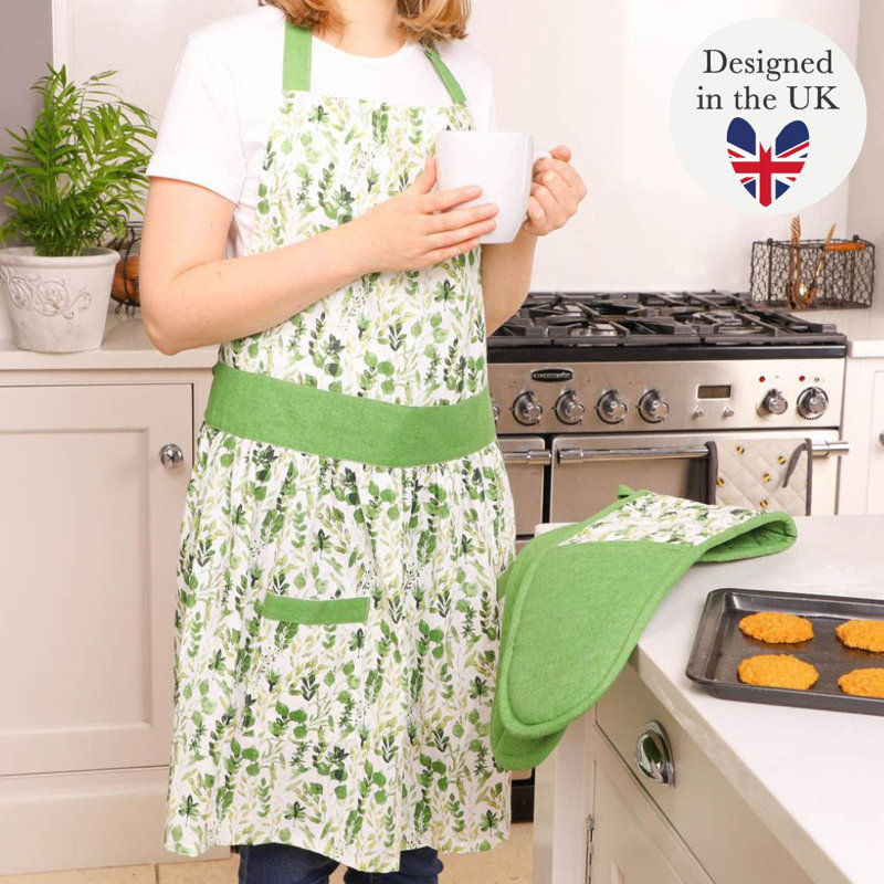 Floral Cotton Bib Apron, 86" L x 68" W