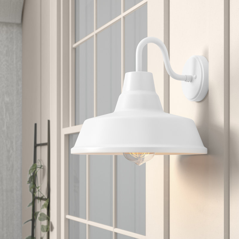 Luminaire de grange d'extérieur Blakeston, H 10,63 po x l 12 po x P 12 po, Non, Blanc