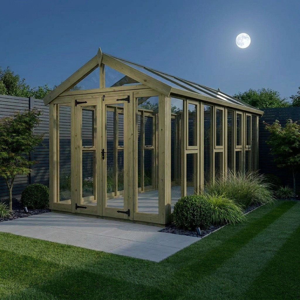 Total Sheds 6ft x 18ft Apex Glass Greenhouse - Horticultural Glass - Pressure Treated Timber - UK Manufactured