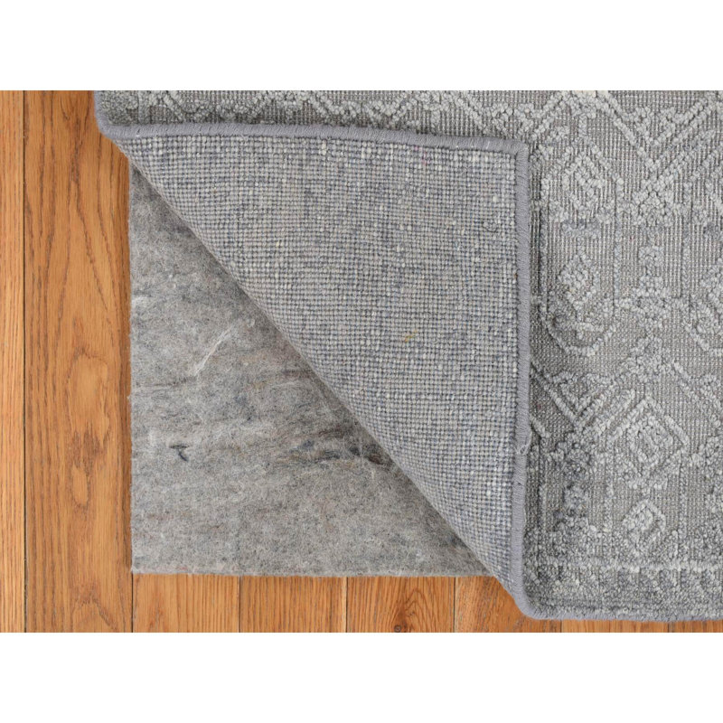 Tapis gris en soie noué à la main 2 pi x 2 pi avec échantillons de laine sur ton 32 SquareA2D892643AABE55888B3A82C1E1