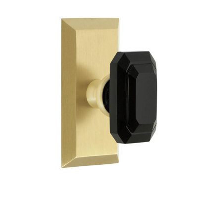 Grandeur Fifth Avenue Short Plate Double Dummy with Baguette Black Crystal Door Knob