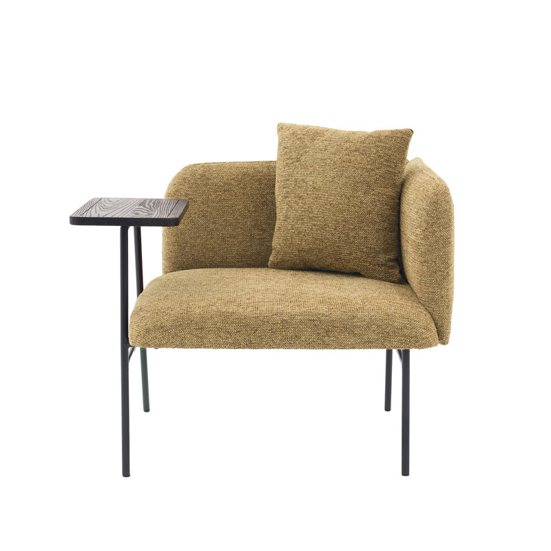Chaise de loisir rembourrée avec tablette, Jaune