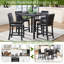 Ensemble de table 5 pièces à hauteur de comptoir, ensemble de table de cuisine en bois avec table carrée et 4 chaises rembourrées, table de salle à manger à hauteur de comptoir avec décoration en cristal et ensemble de chaises pour la cuisine, la salle à manger