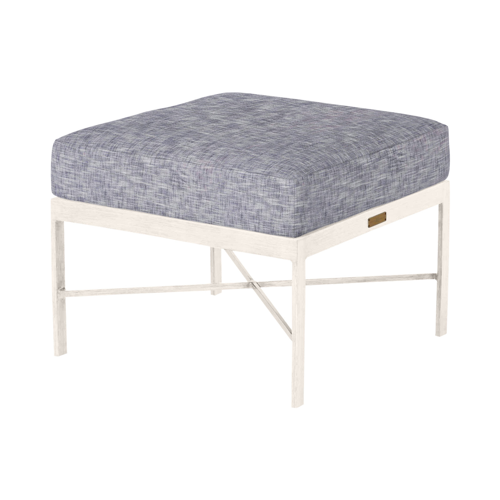 Monaco Wrought Outdoor Ottoman, No Welt, Chalk, Natural White