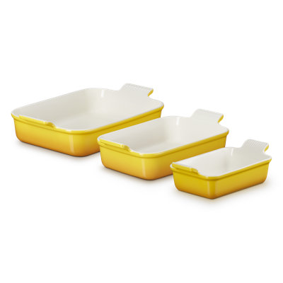 Le Creuset Stoneware Heritage Set Of 3 Rectangular Dishes - Nectar