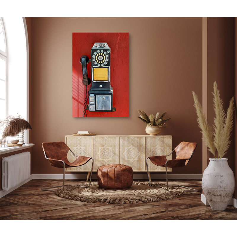 Téléphone rotatif sur impression plastique / acrylique, H 36 po x l 24 po x P 1 po
