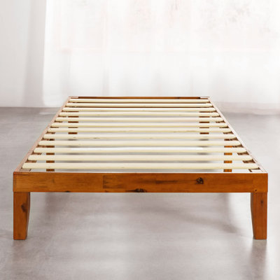 Solid Wood Platform Cherry Bed With Wooden Slats No Box Spring Needed Easy Assembly 12 Inch